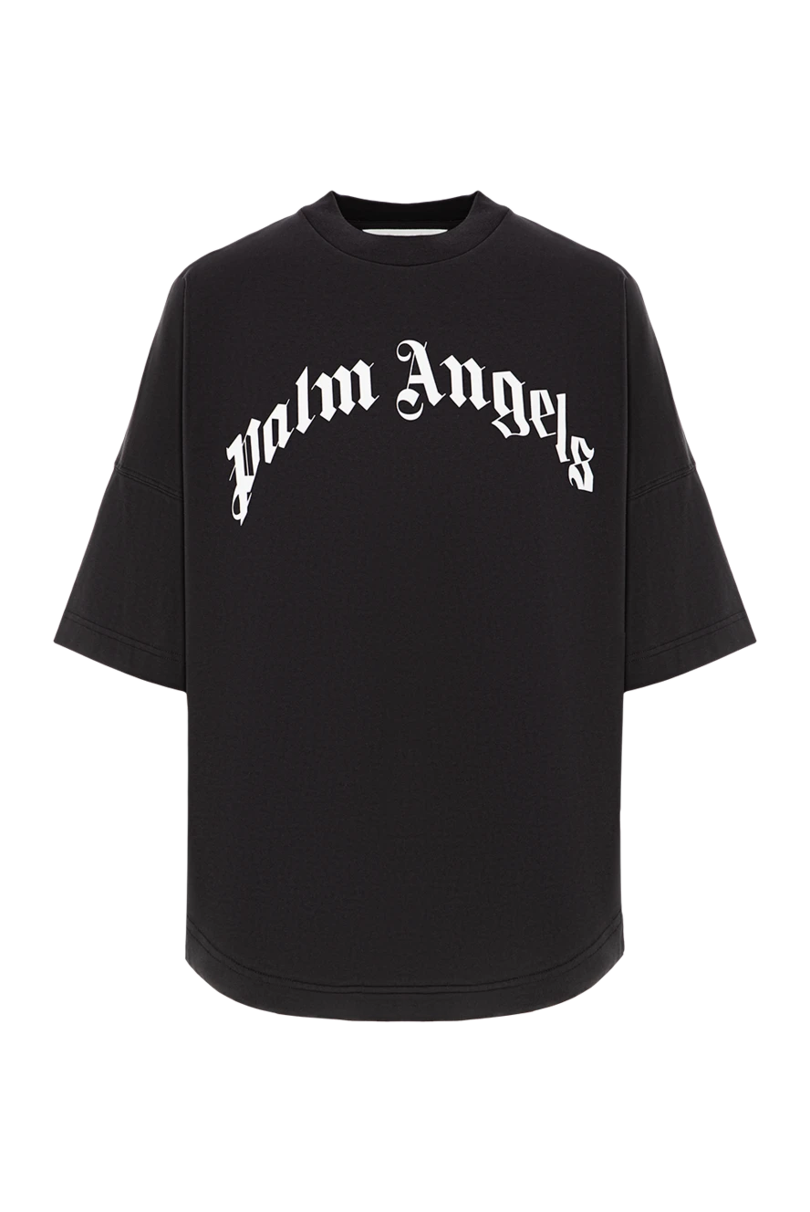 Palm Angels қара размерлі, қалың мақтадан тігілген, контрастты басып шығарылған футболка 190847 - фото 1