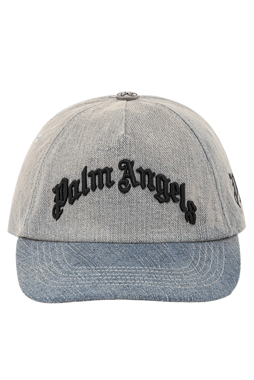Palm Angels джинсовая бейсболка светло-синего цвета с объёмной чёрной вышивкой 190853 - фото 1