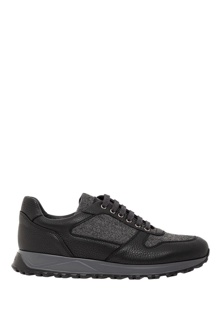 Doucal`s кроссовки с шерстяными вставками и кожаными элементами черные 190872 - фото 1