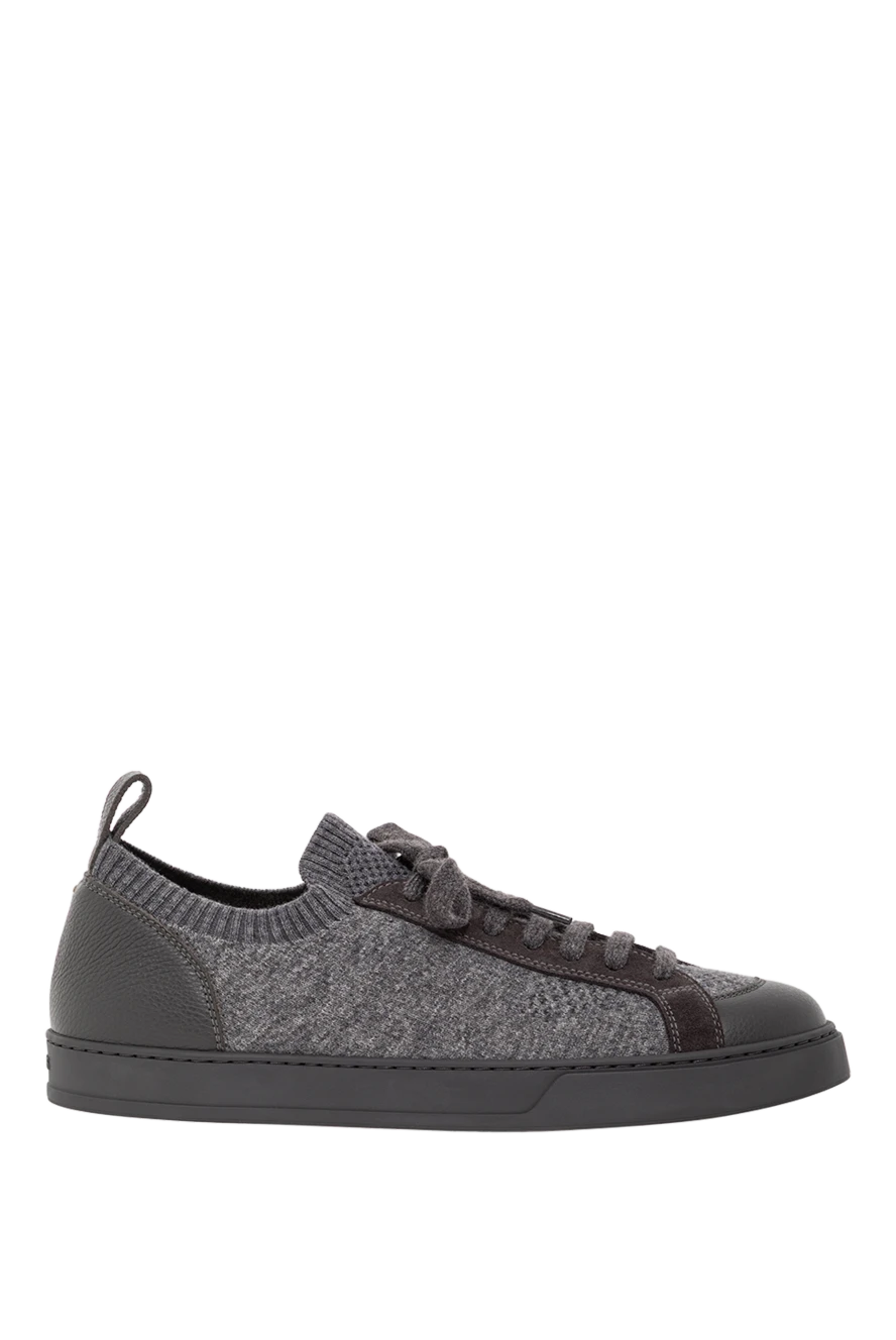 Doucal`s men's gray wool sneakers with a leather toe 190875 - photo 1