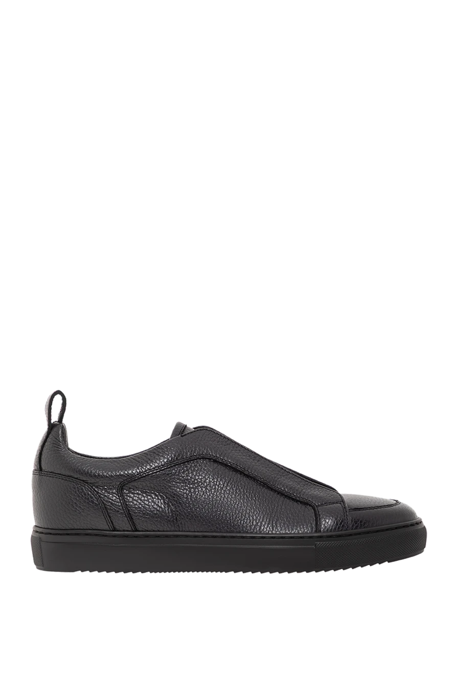 Doucal`s men's leather slip-ons with elastic inserts, black
190876 - photo 1