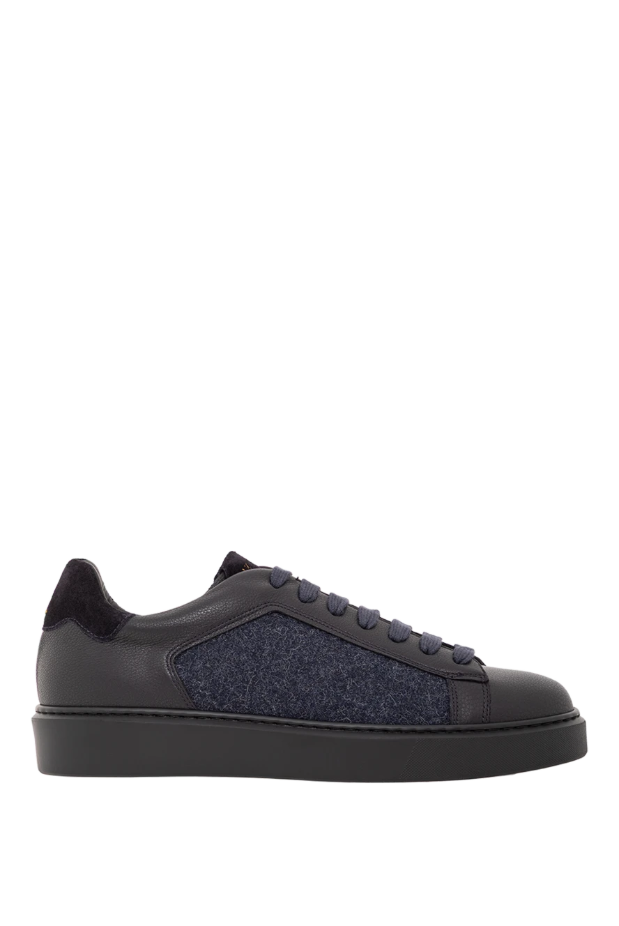 Doucal`s мужские сникеры кожаные с шерстяной боковой панелью 190877 - фото 1