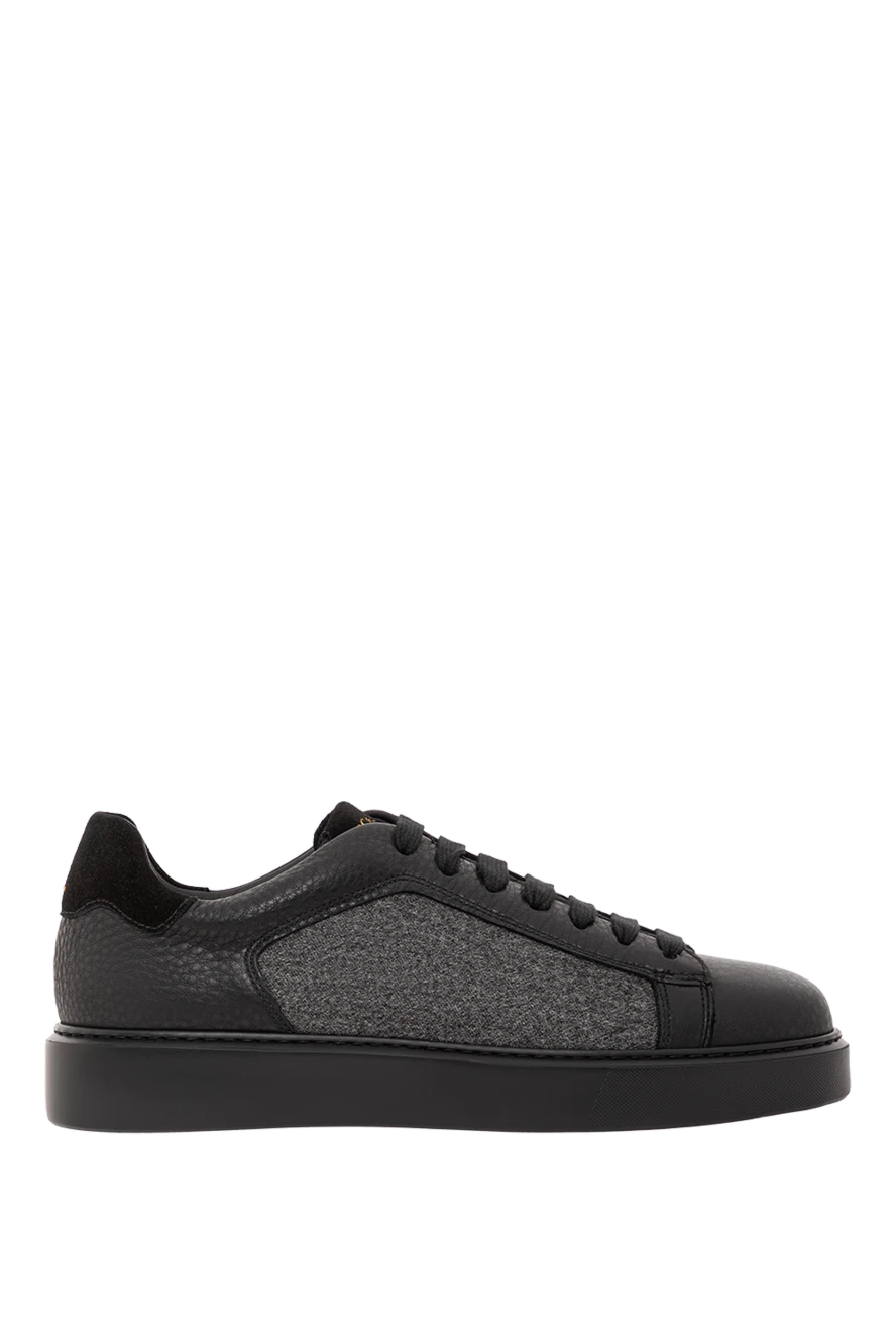 Doucal`s тоқыма бүйірлік панелі бар ерлер қара былғары кроссовки
190881 - фото 1