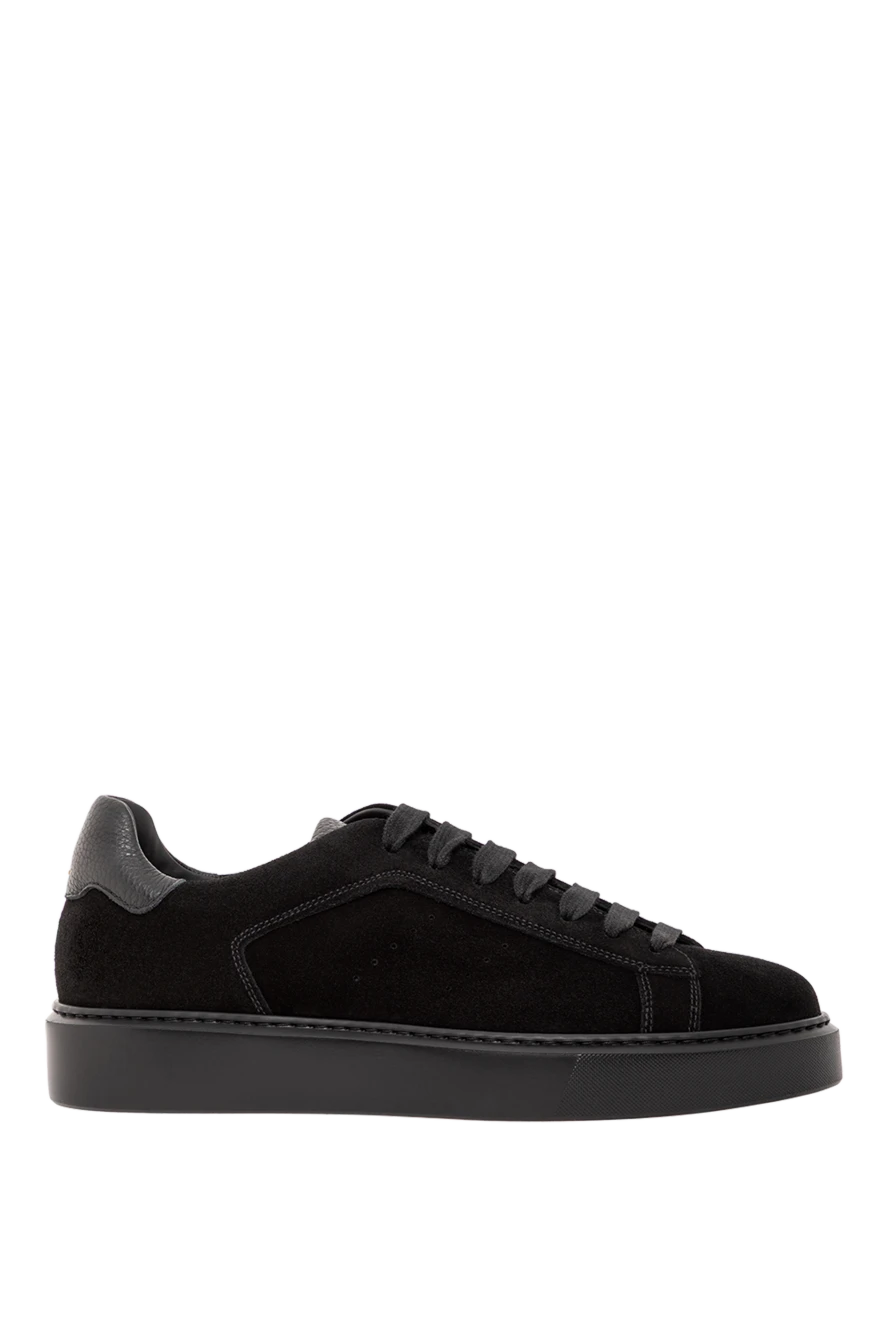 Doucal`s кроссовки из замши в черном цвете со вставкой из кожи 190883 - фото 1