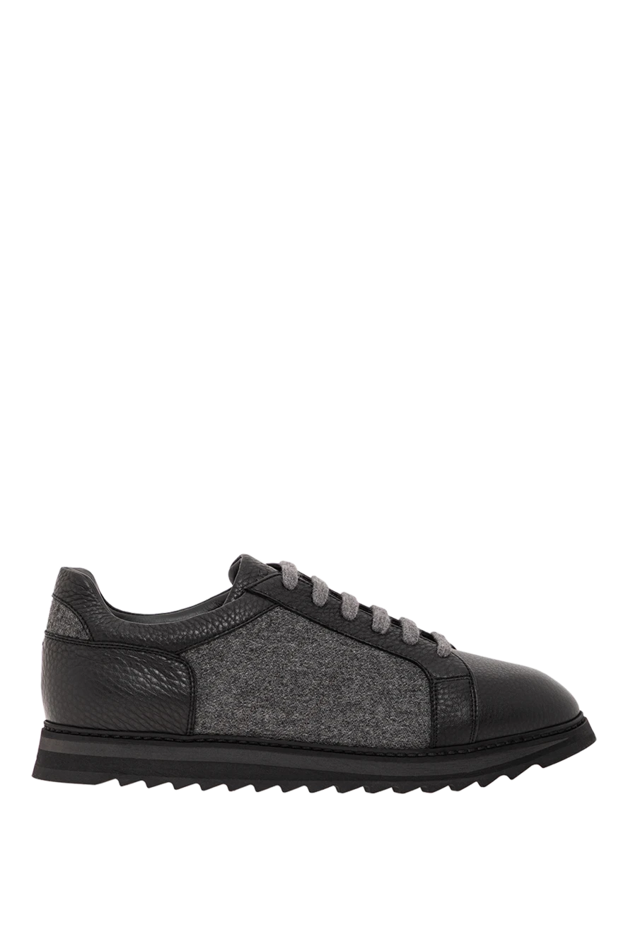 Doucal`s leather and textile sneakers with a ribbed sole
190886 - photo 1