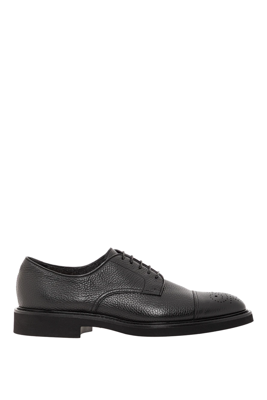 Doucal`s мужские дерби кожаные черные с декоративной перфорацией 190895 - фото 1