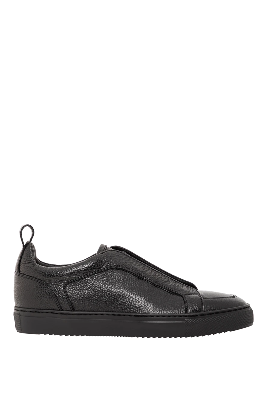 Doucal`s black sneakers made of soft grained leather with elastic straps 190899 - photo 1