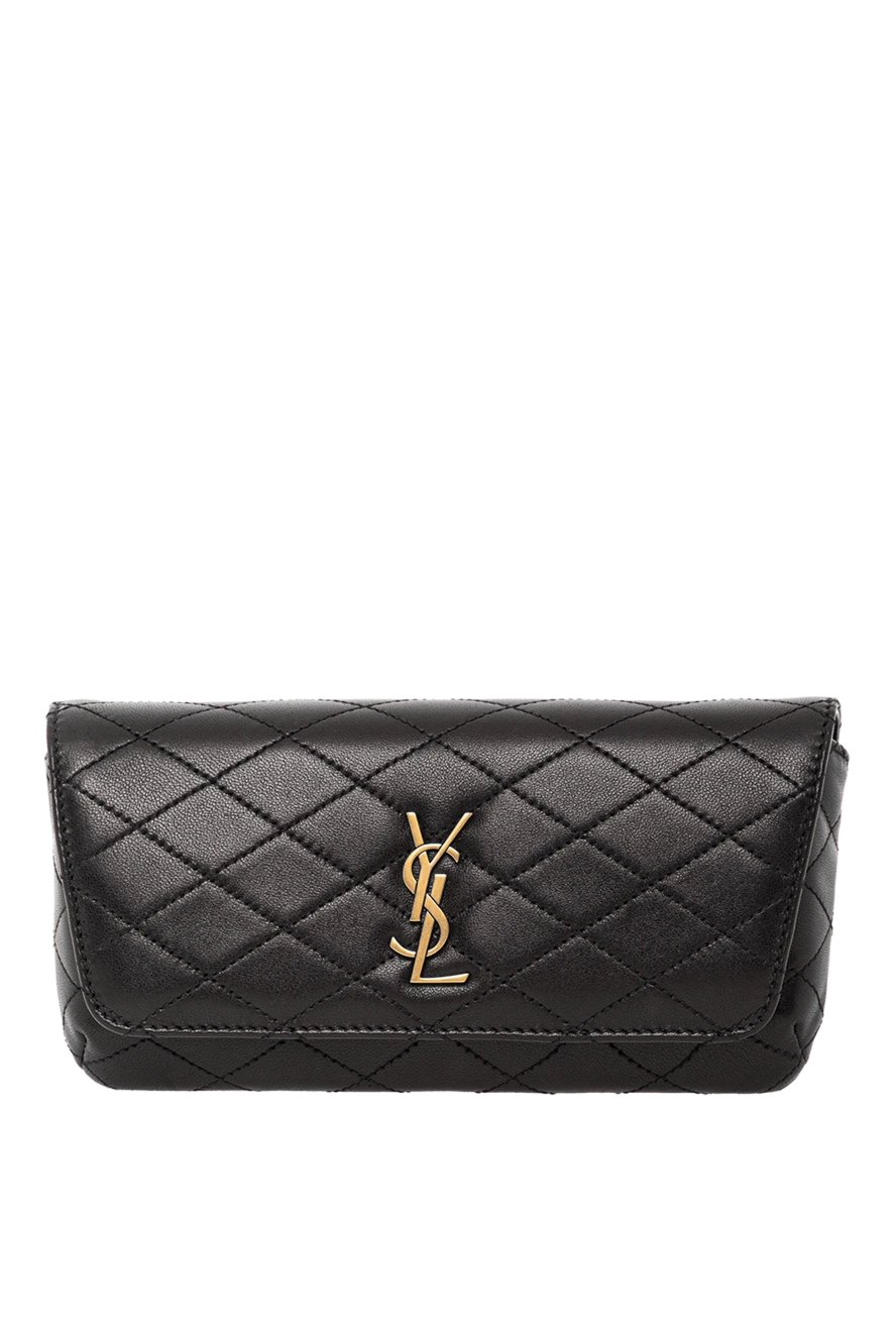 Saint Laurent черный клатч gaby из гладкой стеганой кожи 190905 - фото 1