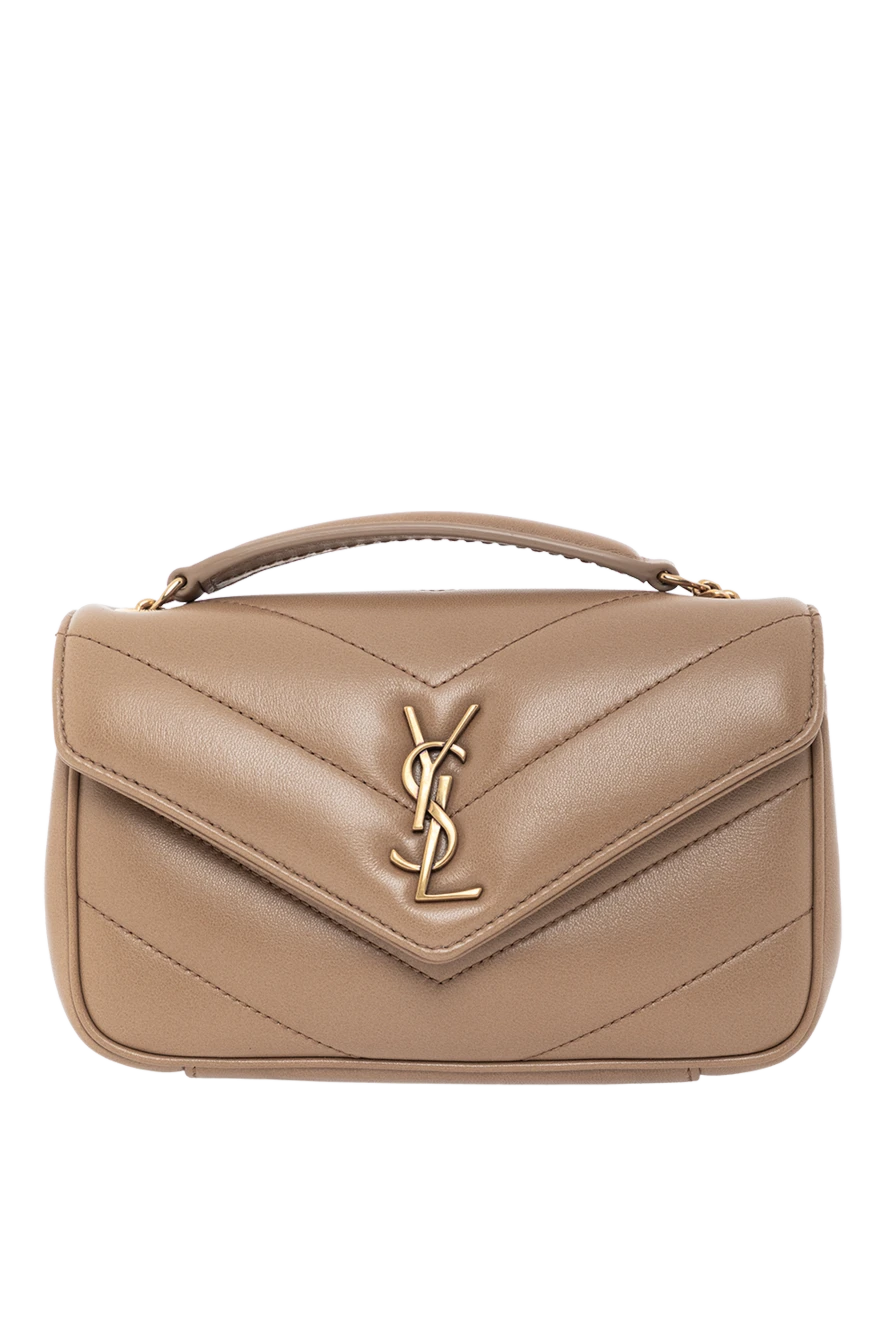 Saint Laurent мини сумка на цепочке loulou из кожи ягнёнка коричневая 190907 - фото 1