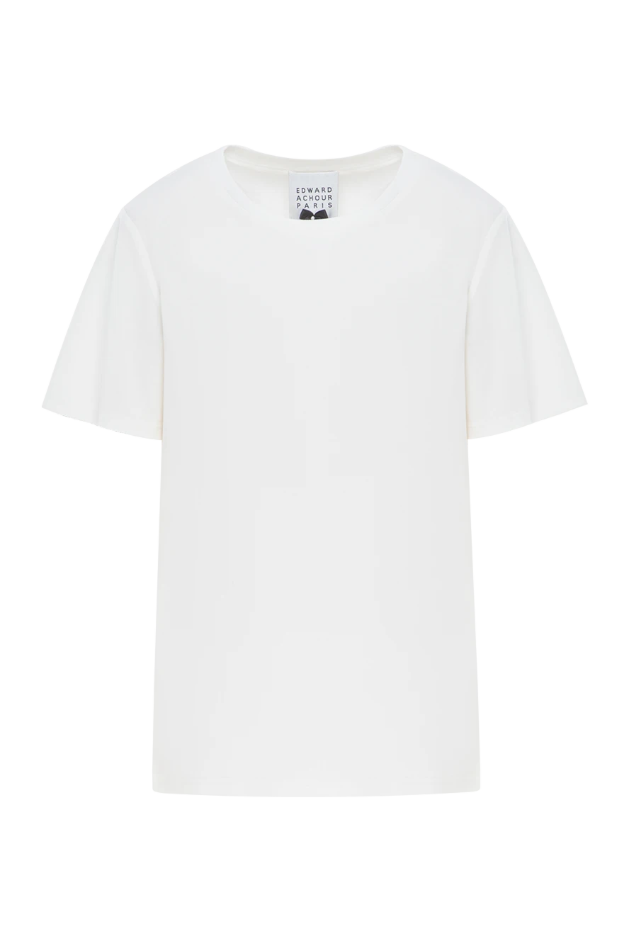 Edward Achour Paris белая базовая футболка из мягкого хлопка 190955 - фото 1
