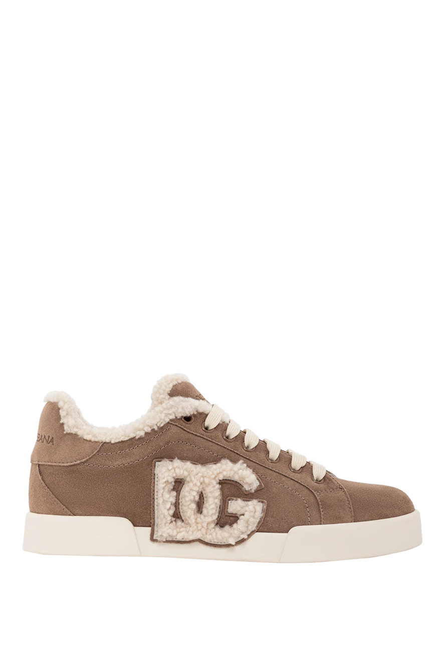 Dolce & Gabbana portofino қоңыр түсті бұзау және қой терісінен жасалған ашық кроссовкалар 190980 - фото 1