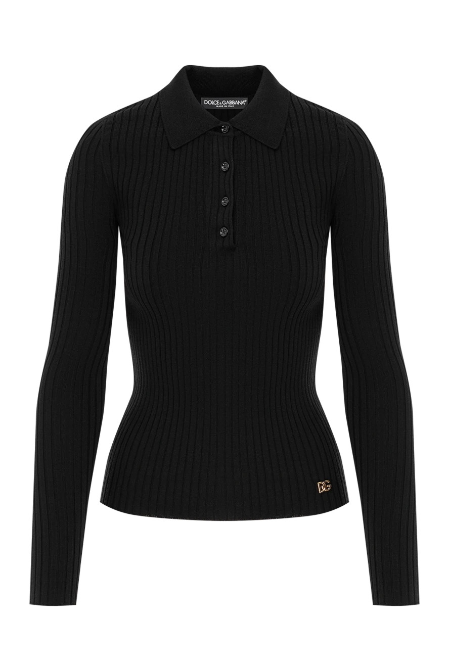 Dolce & Gabbana қара қырлы жүннен жасалған ұзын жеңді поло жейде
190984 - фото 1