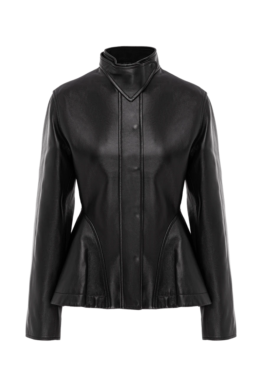 Alaia черная кожаная куртка с приталенным силуэтом и стойкой 191001 - фото 1