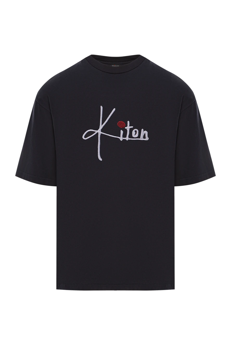 Kiton 3d логотипімен кестеленген терең қара мақта футболка 191004 - фото 1