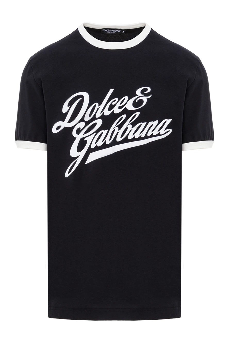 Dolce & Gabbana black cotton t-shirt with white piping and logo 191123 - photo 1