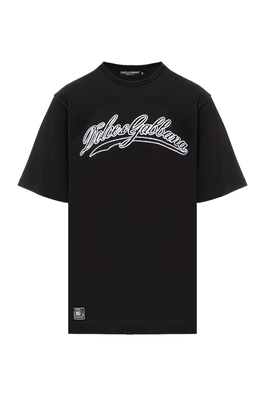 Dolce & Gabbana black cotton t-shirt with 3d logo embroidery 191125 - photo 1