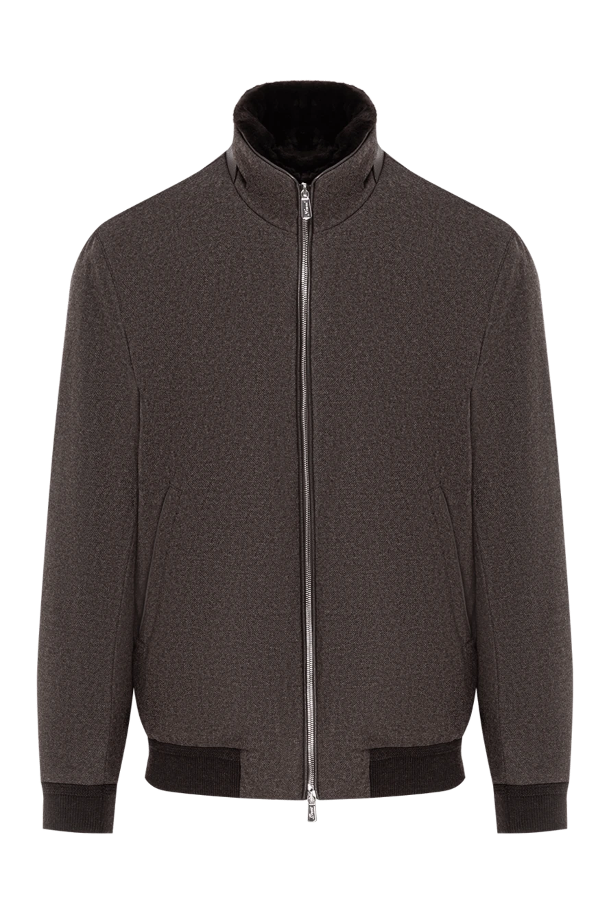 Lenoci мужская коричневая куртка с меховой отделкой воротника 191143 - фото 1