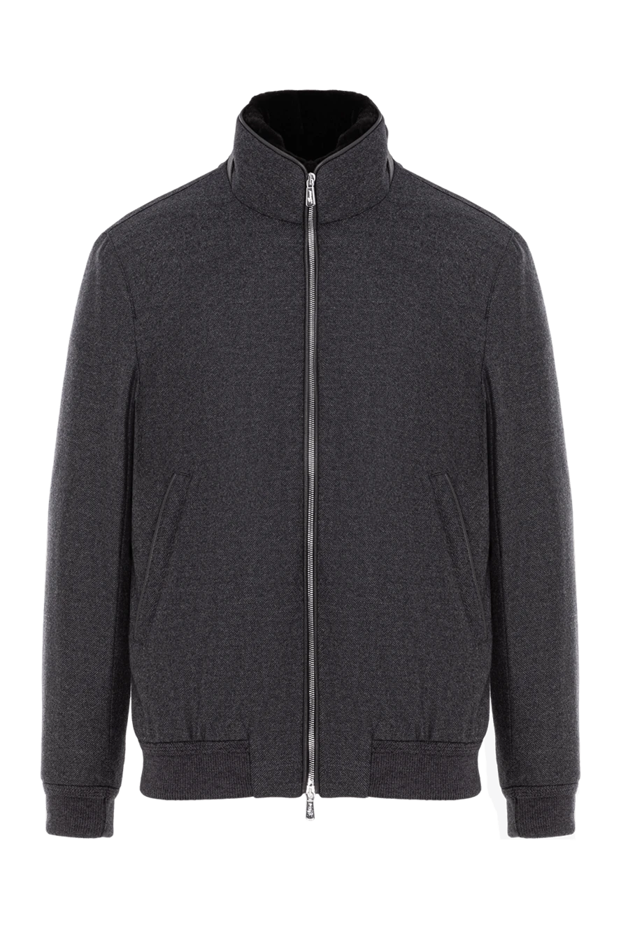 Lenoci куртка серая из шерсти с внутренней меховой отделкой воротника
191144 - фото 1