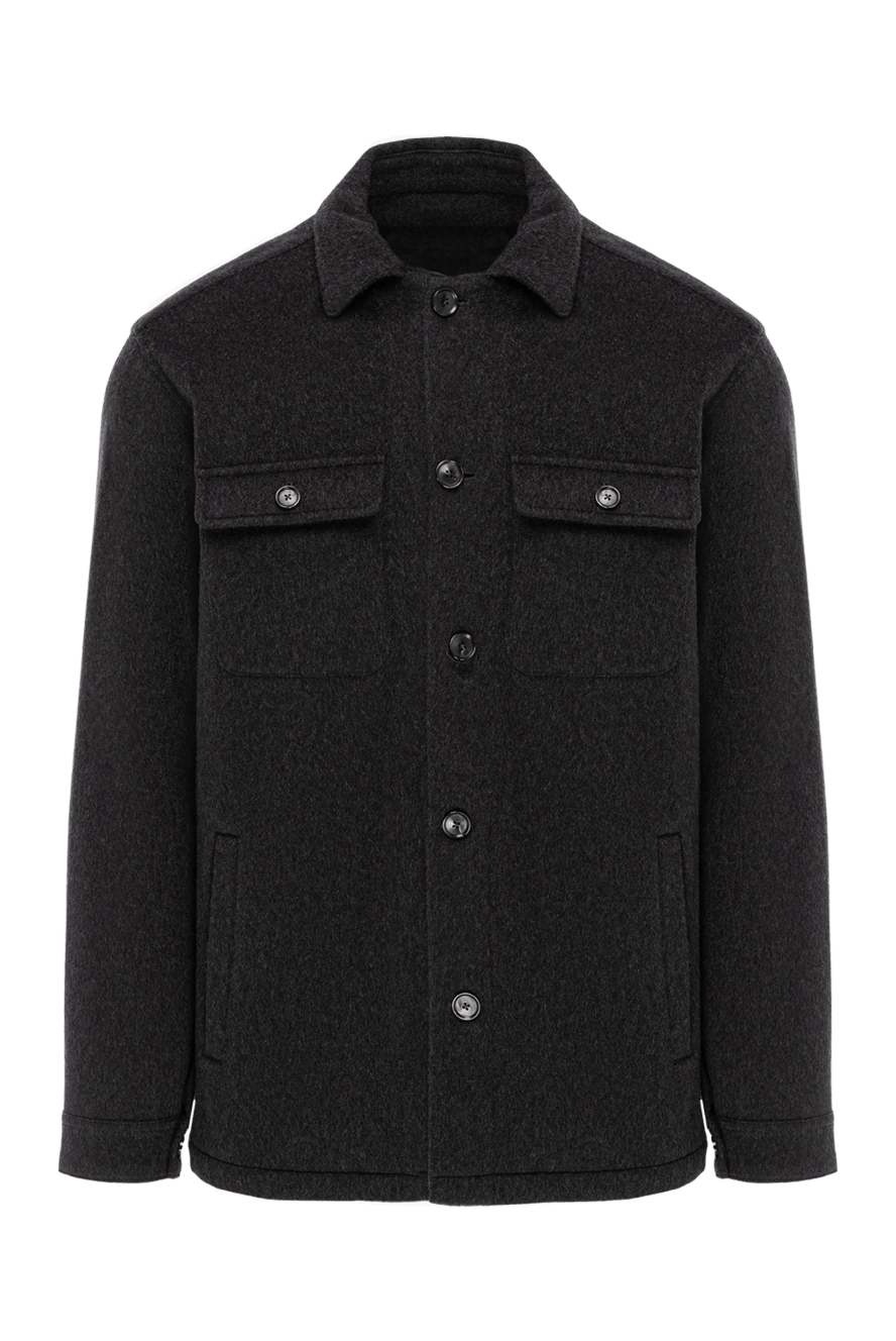 Lenoci жамау қалталары бар, қою сұр түсті кашемир жейде 191145 - фото 1