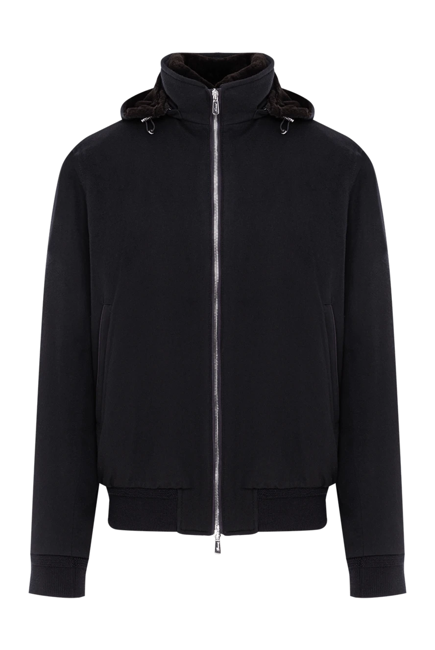 Lenoci темно-синяя куртка-бомбер из шерсти и кашемира на меху
191150 - фото 1