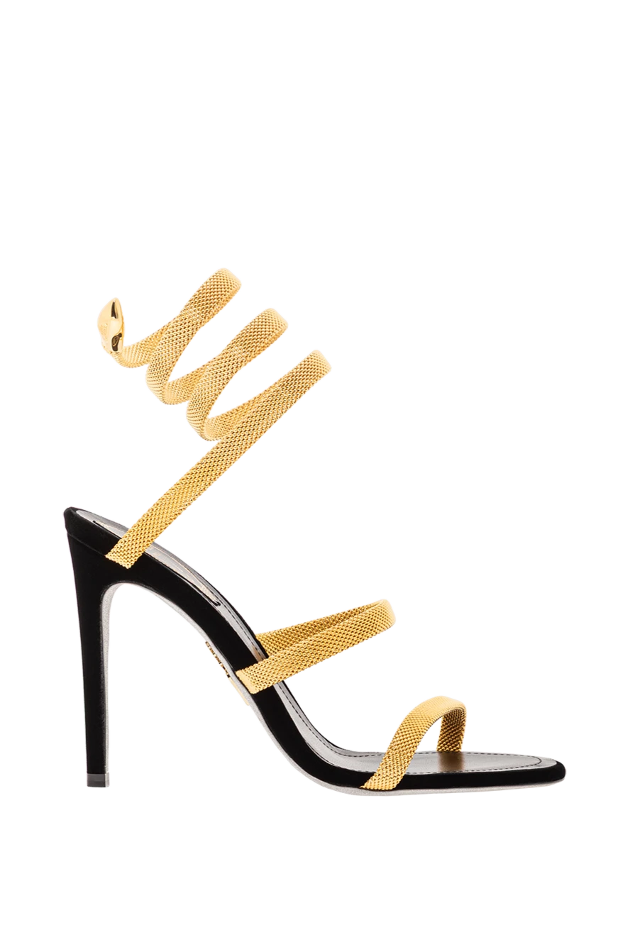 Rene Caovilla trigold cleo black and gold sandals with gold mesh 191269 - photo 1