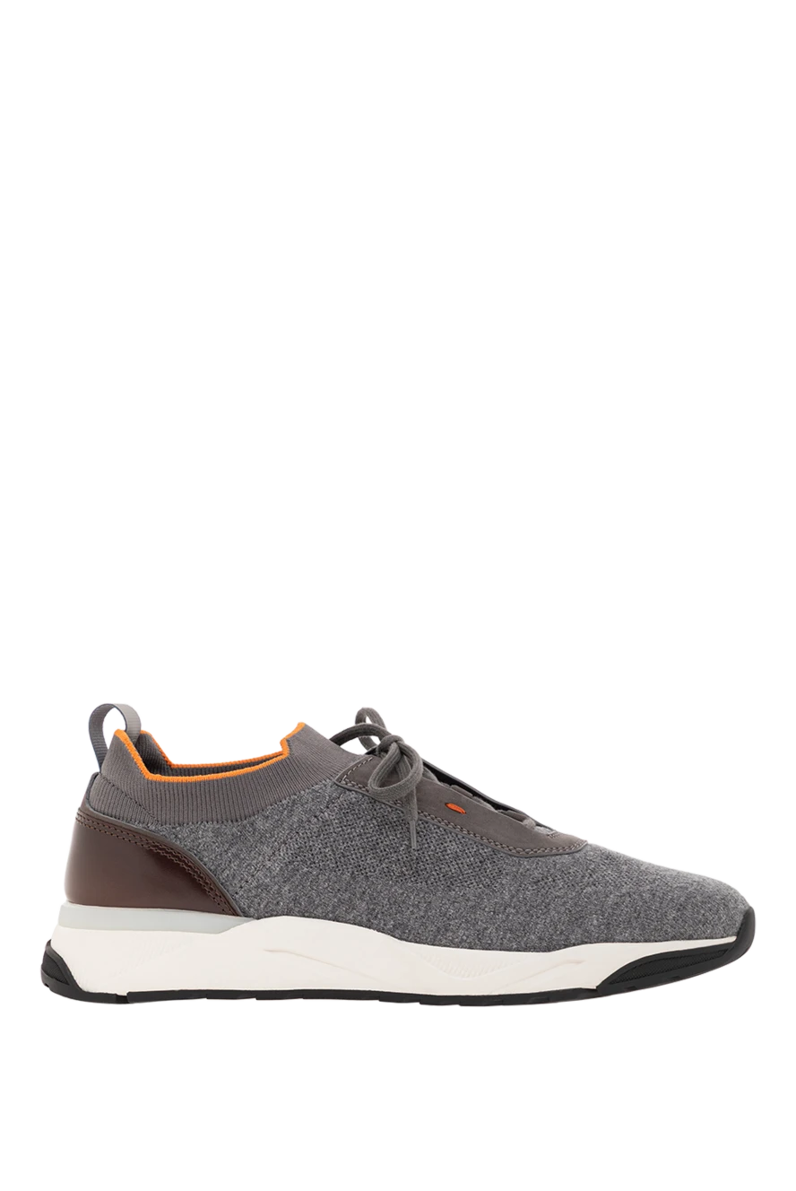 Santoni мужские серые кроссовки из эластичного шерстяного трикотажа и кожи
191277 - фото 1