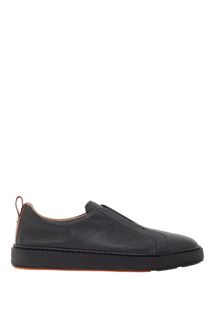 Santoni мужские синие кроссовки-слипоны из ультрамягкой кожи
191286 - фото 1