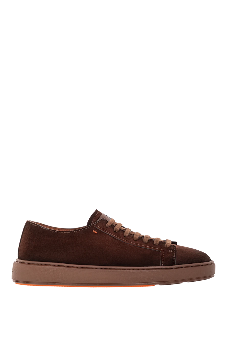 Santoni мужские коричневые кроссовки из замши на шнуровке
191291 - фото 1