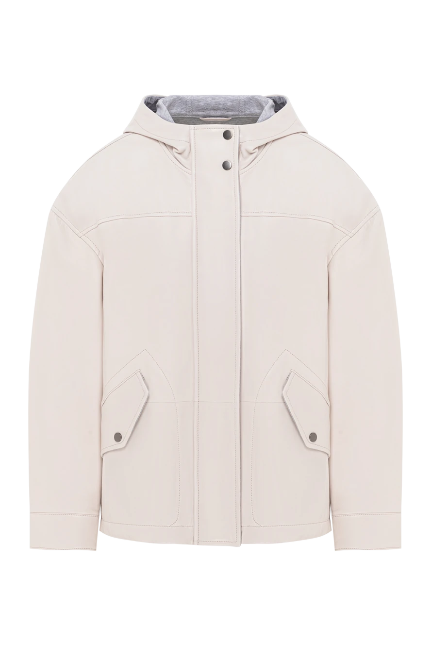 Brunello Cucinelli сүтті түсті былғары куртка, капюшоны бар 191315 - фото 1
