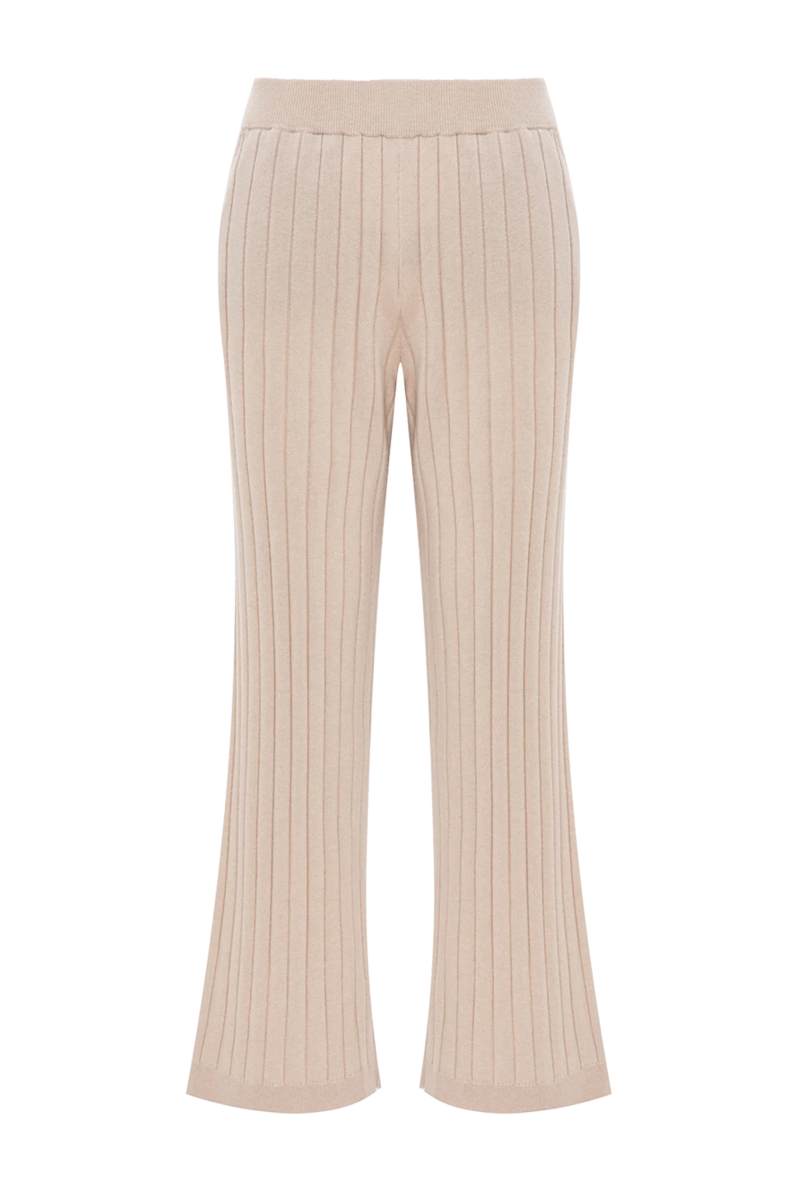 Brunello Cucinelli кашемировые бежевые брюки в рельефный рубчик с мягким поясом
191348 - фото 1