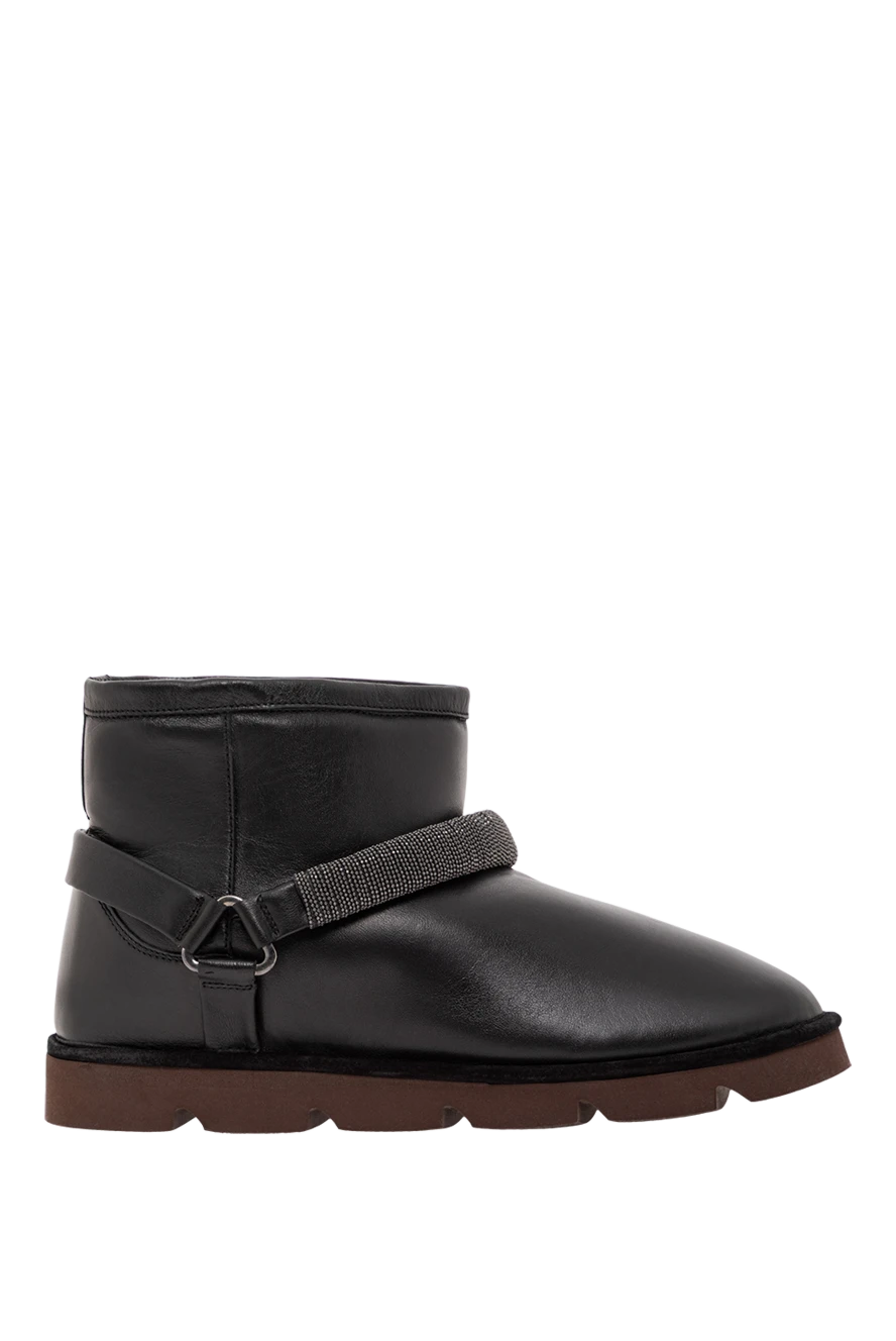 Brunello Cucinelli кожаные угги на контрастной подошве с мягким мехом черные
191356 - фото 1