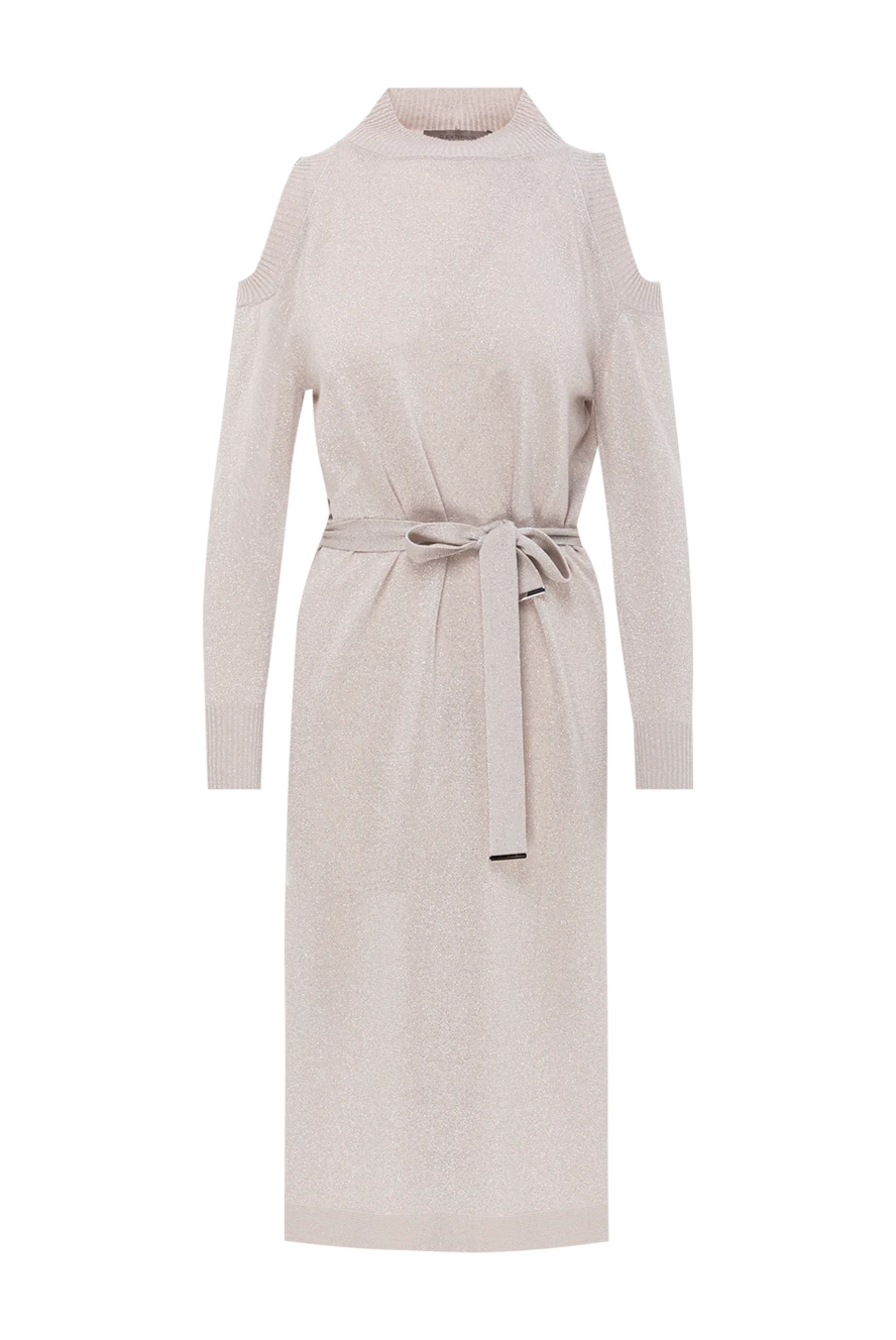 D.Exterior серое платье с трикотажной текстурой и элегантным поясом 191374 - фото 1