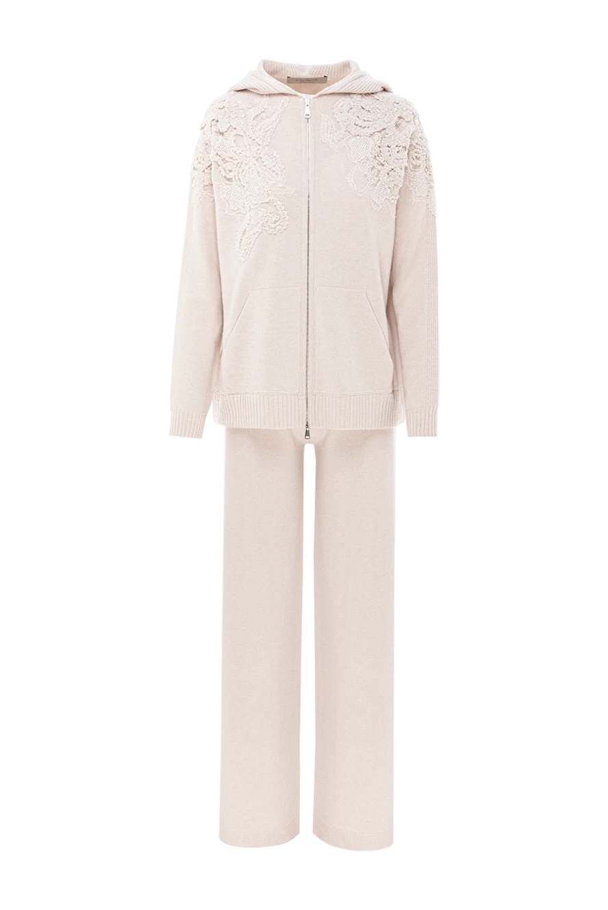 D.Exterior прогулочный костюм молочного цвета с ажурными вставками на плечах 191390 - фото 1