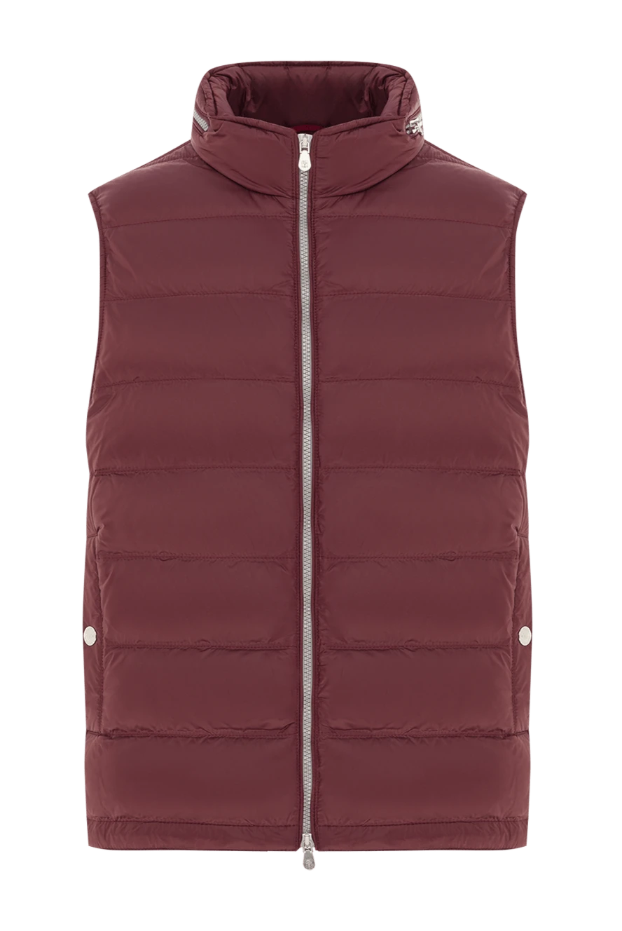 Brunello Cucinelli бордовый стеганый пуховый жилет с объемным воротником
191400 - фото 1