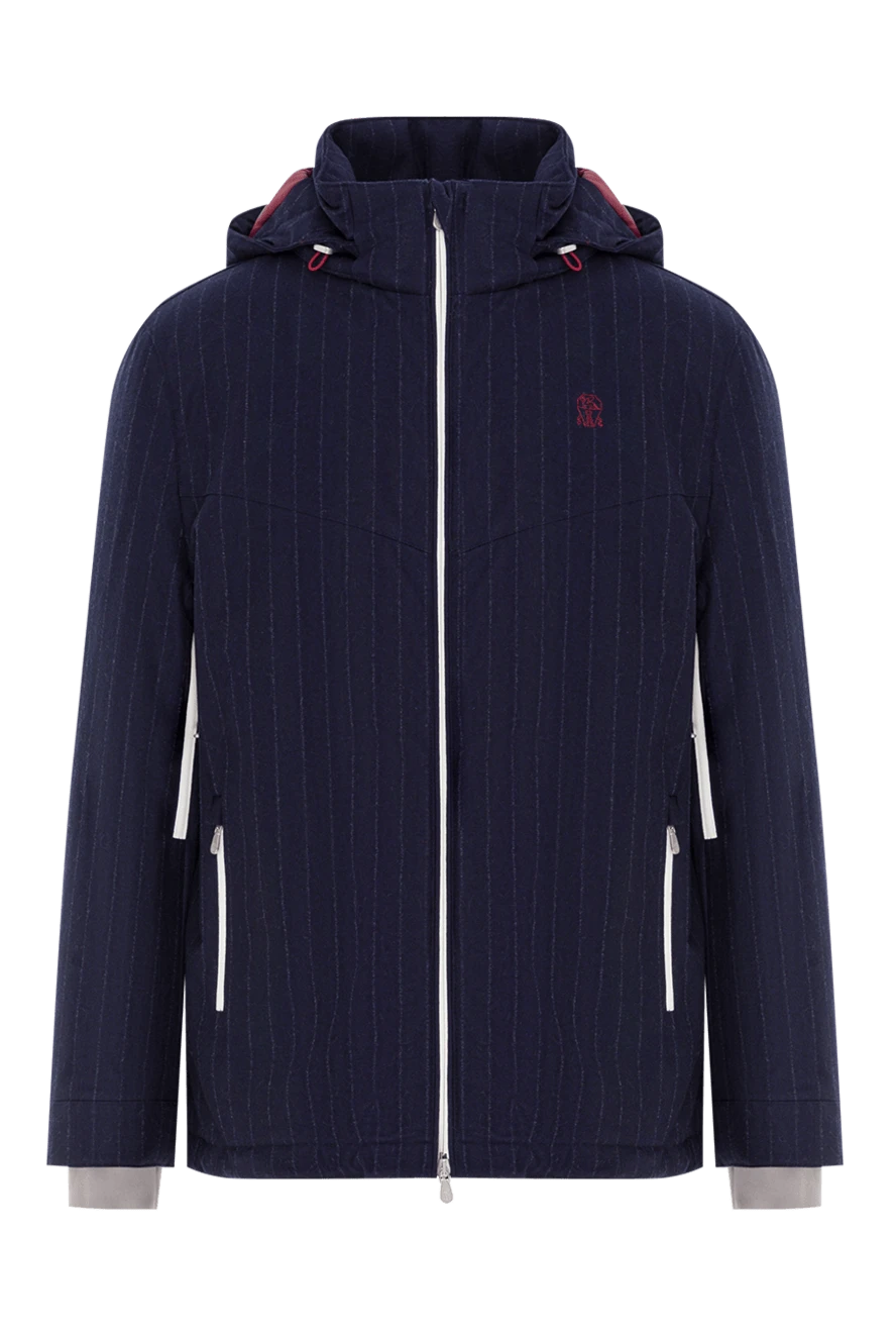Brunello Cucinelli мужская горнолыжная куртка из синей шерсти в полоску 191404 - фото 1