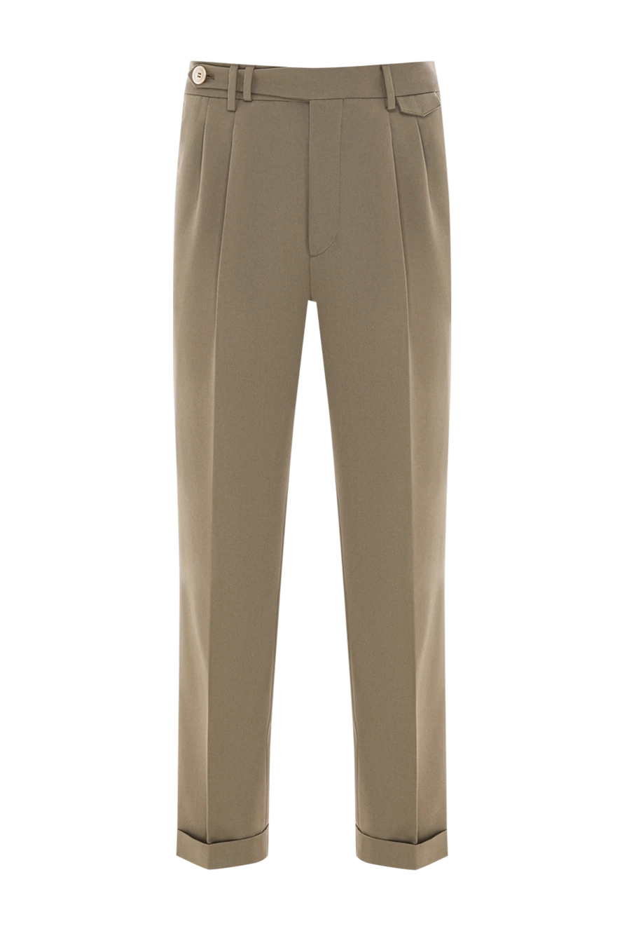 Brunello Cucinelli етегі бүктелген және бүктелген ерлерге арналған хаки шалбары 191413 - фото 1