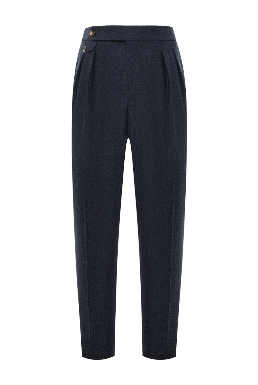 Brunello Cucinelli шерстяные брюки синие с выразительной линией талии 191414 - фото 1