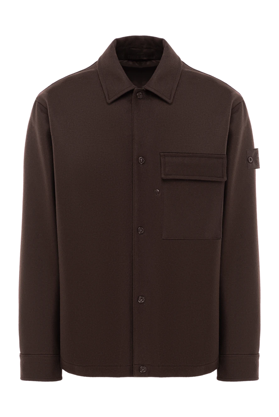 Stone Island коричневая куртка-рубашка из плотного материала с кнопками 191451 - фото 1