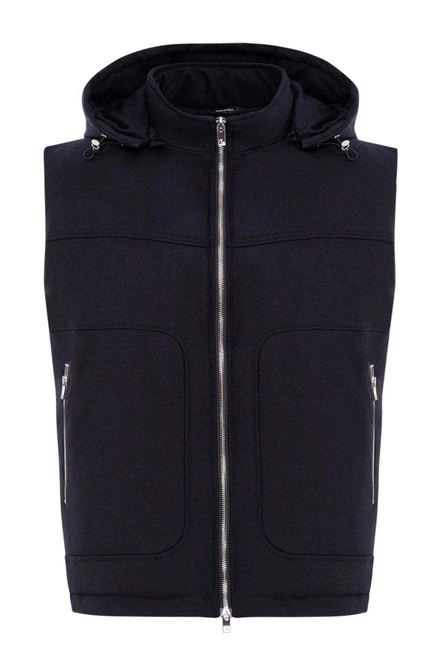 Tombolini жилетка с капюшоном в тёмно синем цвете и большими карманами 191468 - фото 1