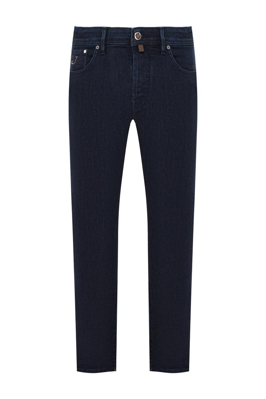 Jacob Cohen жұмсақ джинсы текстурасы және қолтырауын былғарыдан жасалған қара көк джинсы 191495 - фото 1