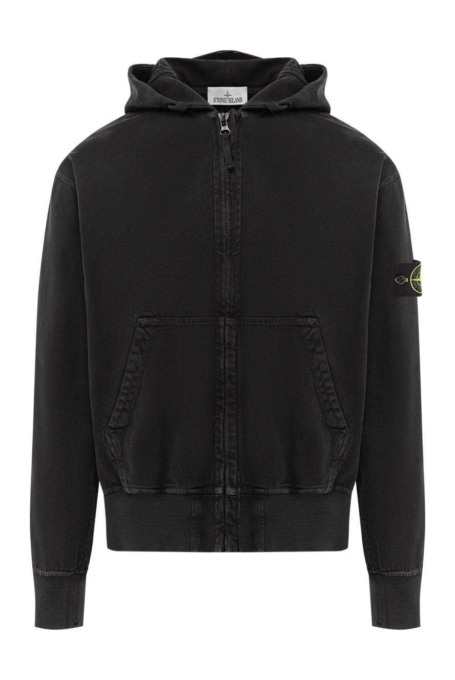 Stone Island черный худи из органического хлопка с ребристыми вставками 191569 - фото 1