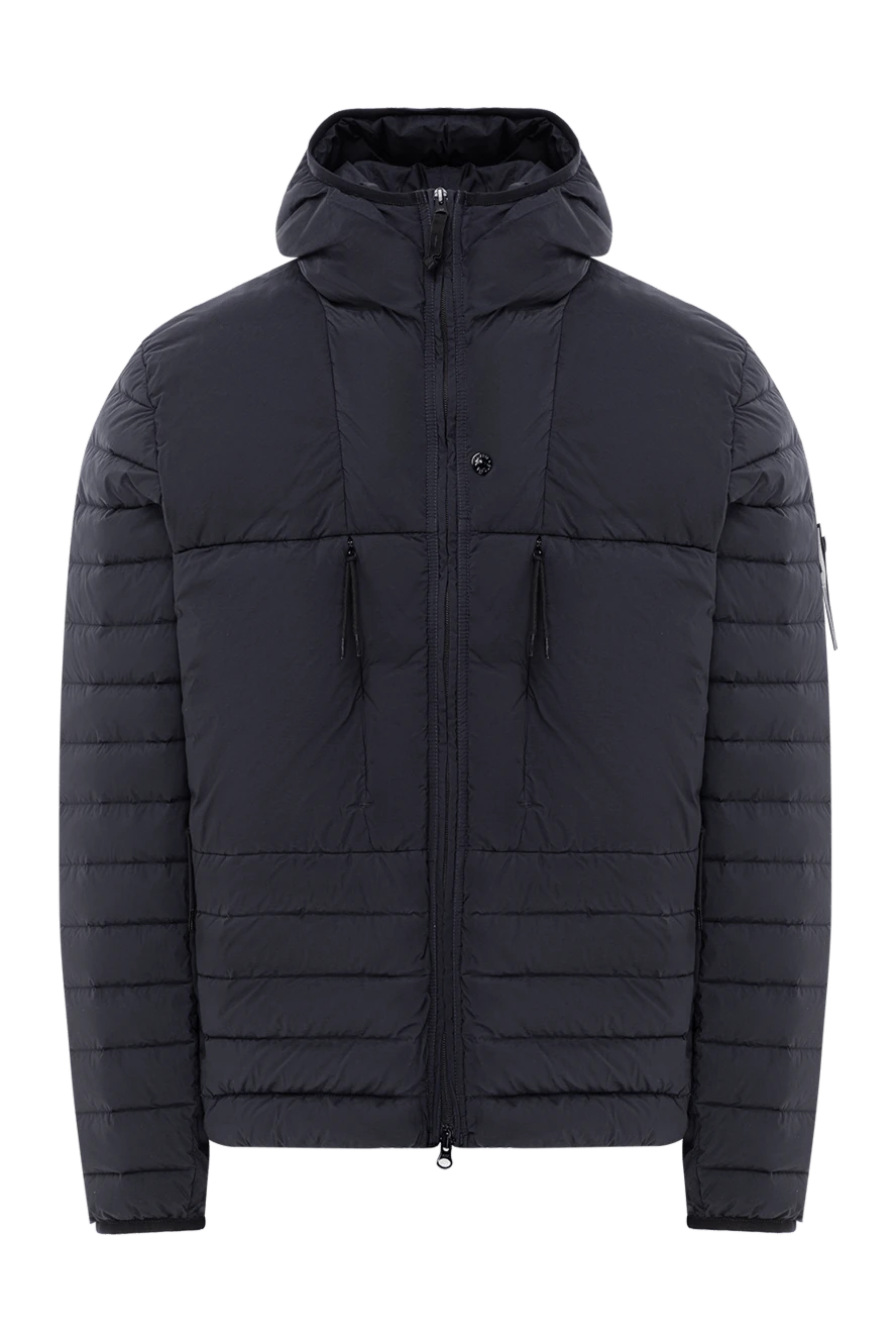 Stone Island пуховик глубокого синего цвета с горизонтальной стежкой 191571 - фото 1