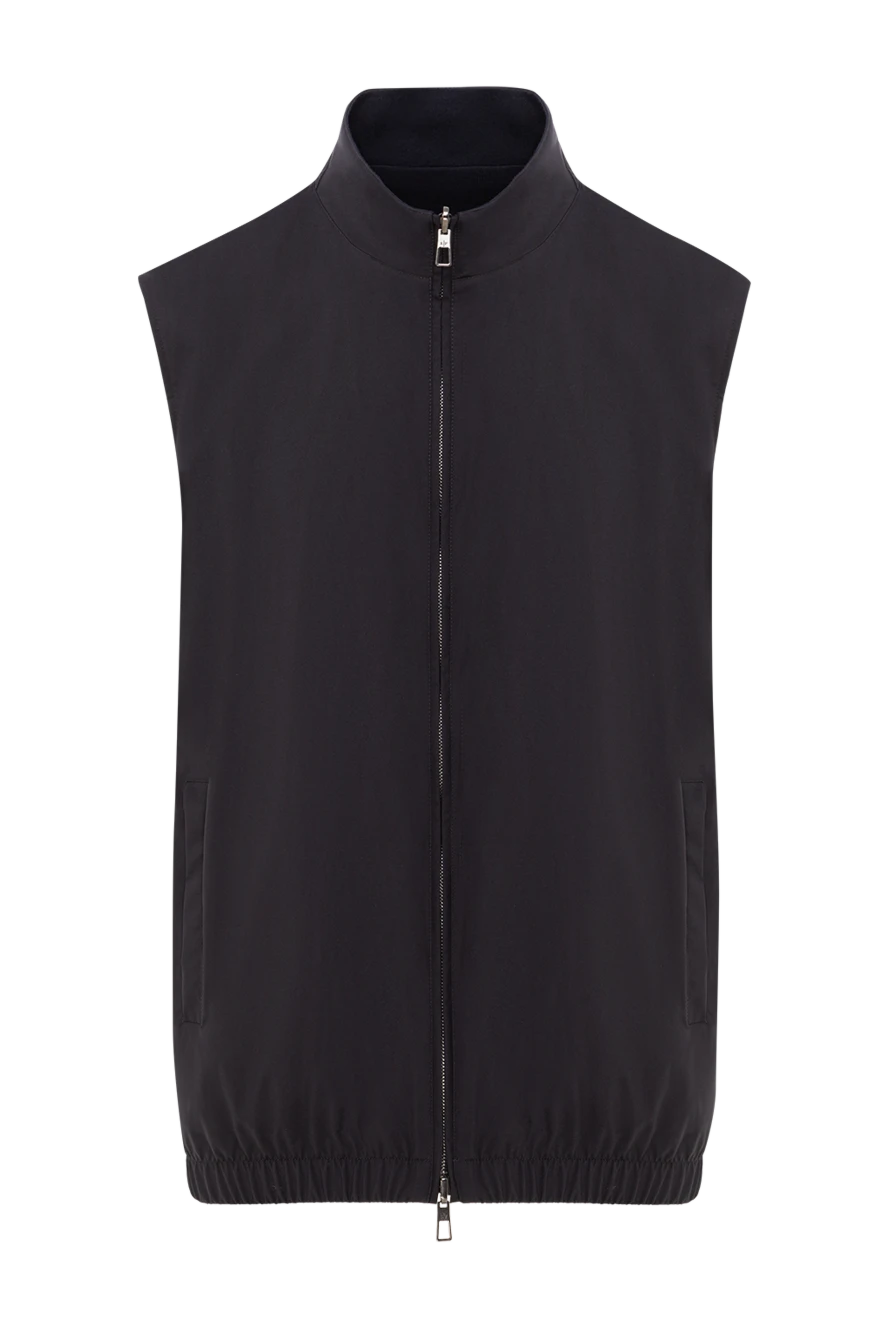 Loro Piana минималистичная черная жилетка с плотной фактурой и двойной молнией 191591 - фото 1