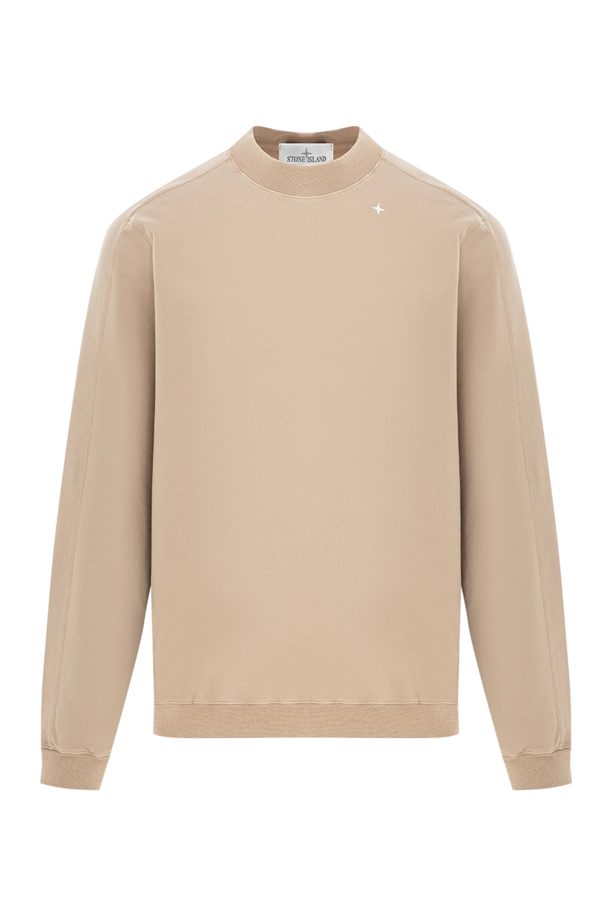 Stone Island бежевый мақтадан жасалған жейде, жағасында кесте тігілген 191627 - фото 1