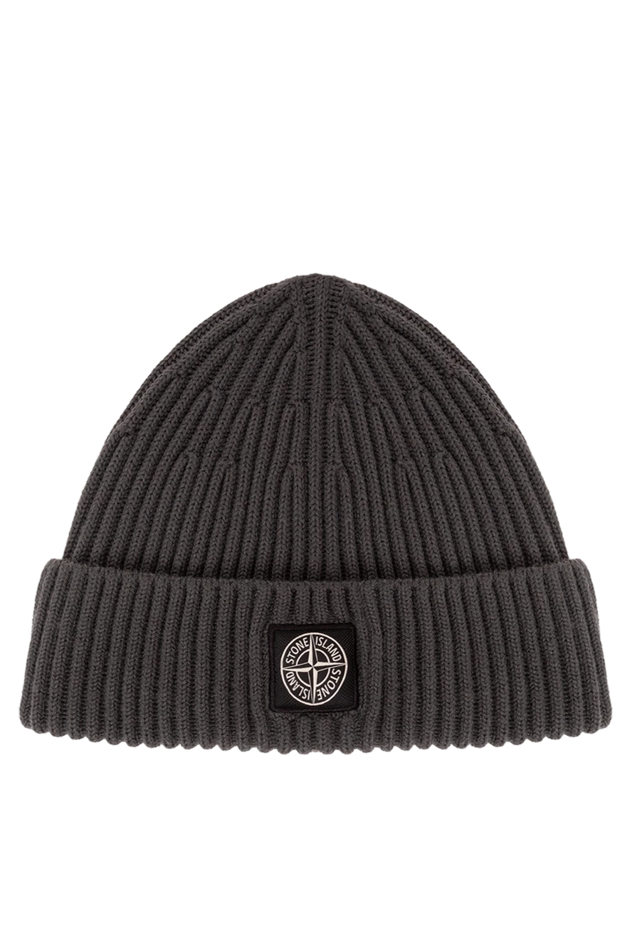 Stone Island толық ұзындықтағы қырлы қырлы тоқылған сұр rws жүннен жасалған қалпақ 191636 - фото 1