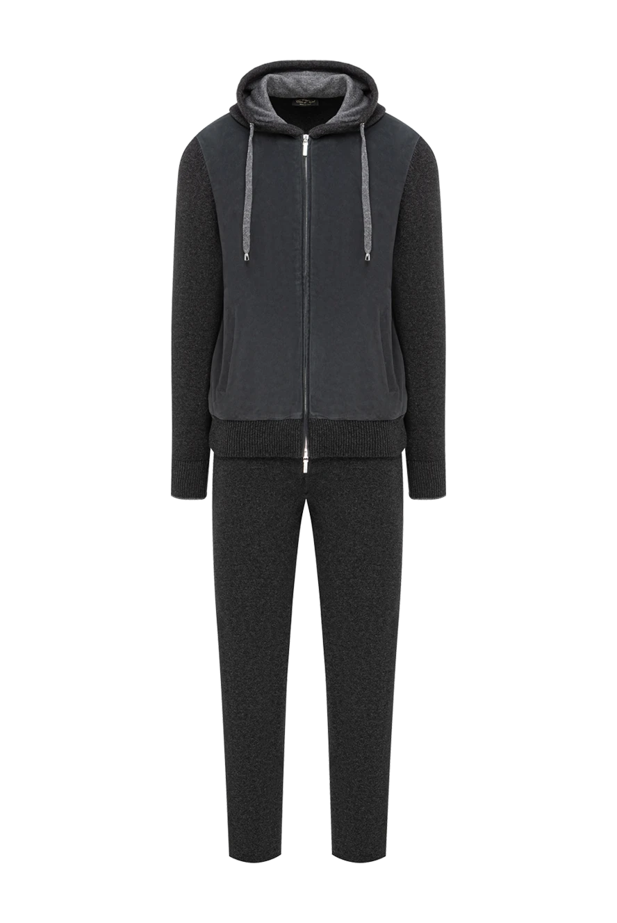 Cesare di Napoli трикотажный серый костюм из шерсти вискозы и кашемира с капюшоном
191638 - фото 1