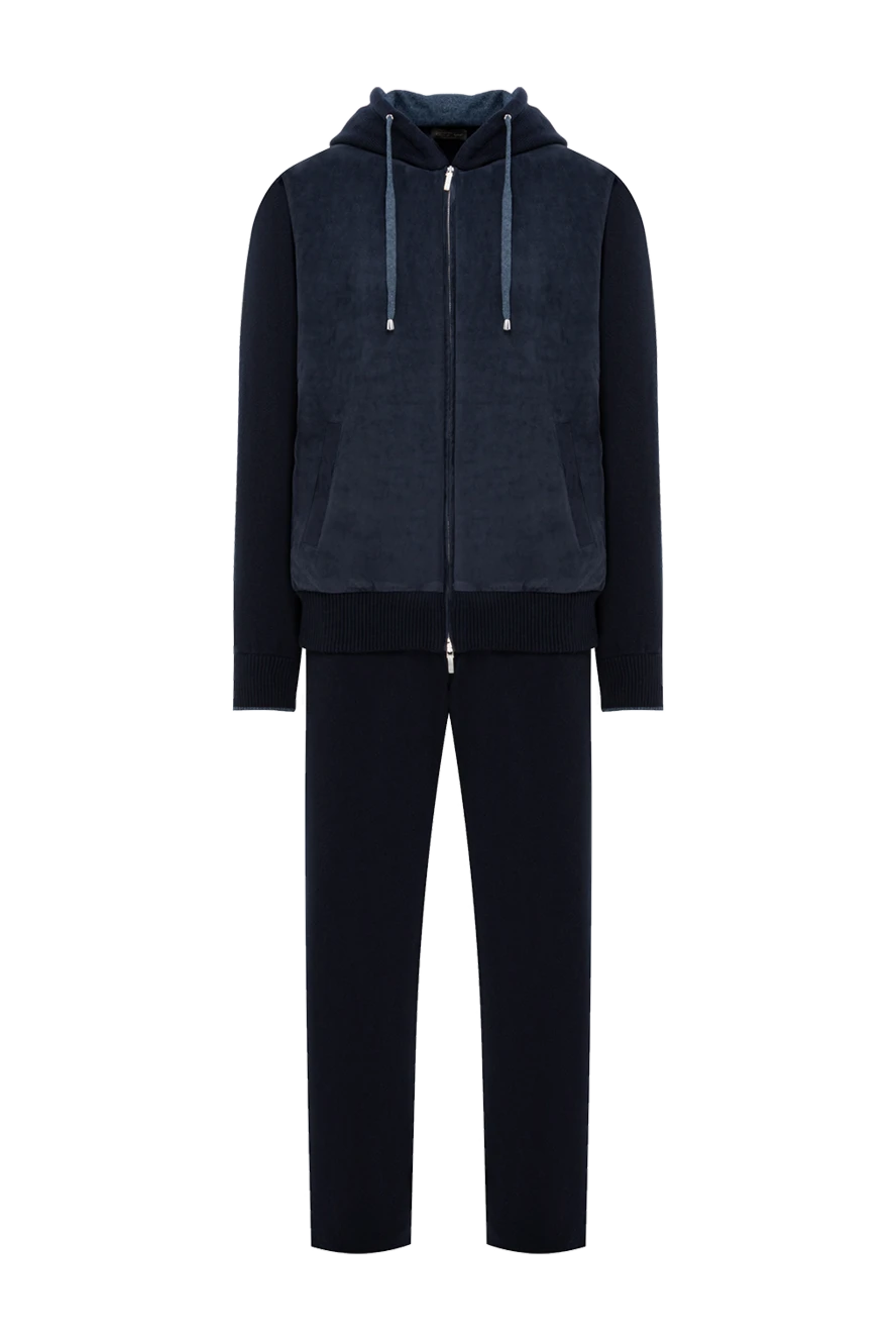 Cesare di Napoli костюм трикотажный темно синий с бархатистой передней панелью 191640 - фото 1