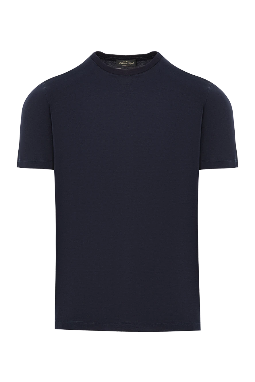 Cesare di Napoli қатты серпімді мойын сызығы бар қою көк жұмсақ мақтадан жасалған футболка 191696 - фото 1