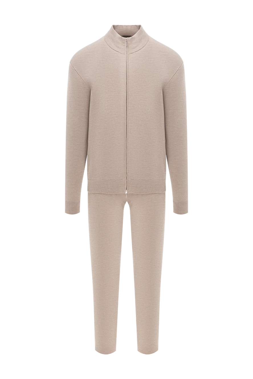 Cesare di Napoli жүннен жасалған классикалық спорт костюмі, тік жағасы, бежевый 191728 - фото 1