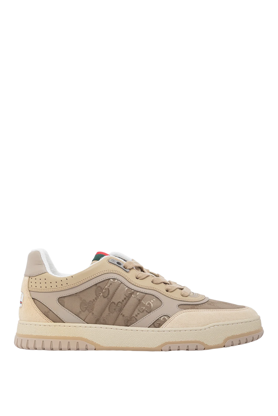 Gucci мужские кроссовки re-web из нейлона с замшевой отделкой бежевые
191730 - фото 1